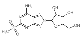 2-(5-amino-3-methylsulfonyl-2,4,7,8,9-pentazabicyclo[4.3.0]nona-2,4,6,9-tetraen-8-yl)-5-(hydroxymethyl)oxolane-3,4-diol Structure