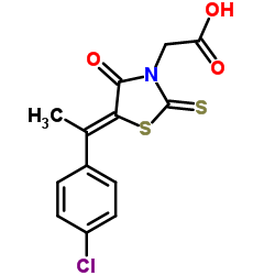 {(5Z)-5-[1-(4-Chlorophenyl)ethylidene]-4-oxo-2-thioxo-1,3-thiazolidin-3-yl}acetic acid Structure