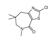 2-chloro-5,7,7-trimethyl-5,6,7,8-tetrahydro-4H-[1,3]thiazolo[5,4-c]azepin-4-one结构式