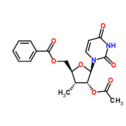 2'-O-Acetyl-5'-O-benzoyl-3'-deoxy-3'-methyluridine结构式