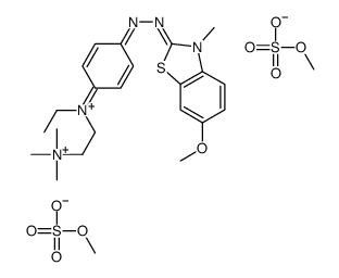 2-[[4-[ethyl[2-(trimethylammonio)ethyl]amino]phenyl]azo]-6-methoxy-3-methylbenzothiazolium bis(methylsulphate)结构式