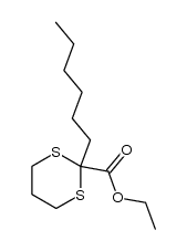 ethyl 2-hexyl-[1,3]dithiane-2-carboxylate结构式