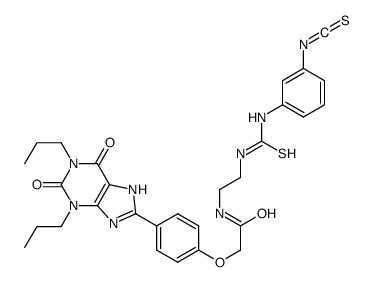 8-(4-(((((2-((((3-isothiocyanatophenyl)amino)(thiocarbonyl))amino)ethyl)amino)carbonyl)methyl)oxy)phenyl)-1,3-dipropylxanthine Structure