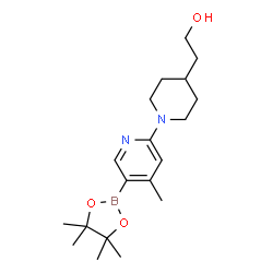 2-(1-(4-Methyl-5-(4,4,5,5-tetramethyl-1,3,2-dioxaborolan-2-yl)pyridin-2-yl)piperidin-4-yl)ethanol结构式