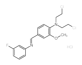 Benzenamine,N,N-bis(2-chloroethyl)-4-[[(3-fluorophenyl)imino]methyl]-2-methoxy-,hydrochloride (1:1) Structure