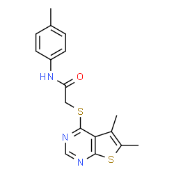 2-[(5,6-Dimethylthieno[2,3-d]pyrimidin-4-yl)sulfanyl]-N-(4-methylphenyl)acetamide结构式