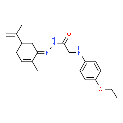 2-[(4-ethoxyphenyl)amino]-N'-(5-isopropenyl-2-methyl-2-cyclohexen-1-ylidene)acetohydrazide (non-preferred name)结构式