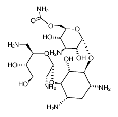 6-O-(3-Amino-6-carbamoyl-3-deoxy-α-D-glucopyranosyl)-4-O-(2,6-diamino-2,6-dideoxy-α-D-glucopyranosyl)-2-deoxy-D-streptamine Structure