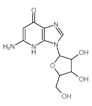 3-amino-9-[3,4-dihydroxy-5-(hydroxymethyl)oxolan-2-yl]-2,7,9-triazabicyclo[4.3.0]nona-3,7,10-trien-5-one Structure