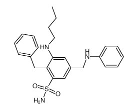2-Benzyl-3-butylamino-5-phenylaminomethyl-benzenesulfonamide结构式