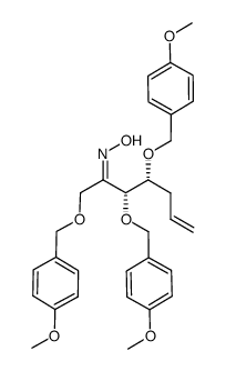 1,2,3-trideoxy-4,5,7-tri-O-(4-methoxybenzyl)-D-arabino-hept-1-en-6-ulose oxime结构式