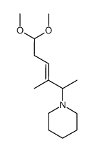 (E)-1-(6,6-dimethoxy-3-methylhex-3-en-2-yl)piperidine结构式