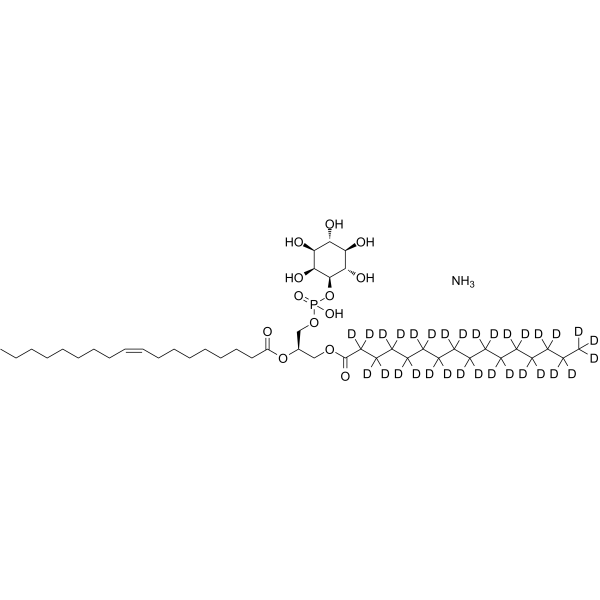 1-棕榈酰-d31-2-油酰-sn-甘油-3-磷酸肌醇(铵盐)结构式