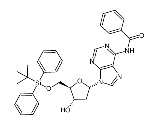 N6-benzoyl-9-(5'-O-tert-butyldiphenylsilyl-2'-deoxy-α-D-erythro-pentofuranosyl)adenine Structure