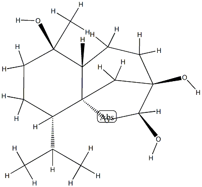 (2S,5aα)-Decahydro-6-methyl-9β-isopropyl-3α,9aα-methano-1-benzoxepine-2α,3,6α-triol结构式