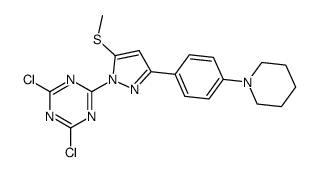 2,4-dichloro-6-[5-methylsulfanyl-3-(4-(piperidin-1-yl)phenyl)pyrazol-1-yl]-[1,3,5]triazine结构式