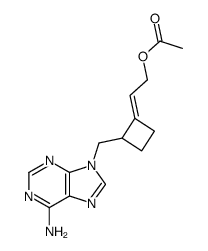 acetic acid (E)-2-[2-(6-amino-purin-9-ylmethyl)-cyclobutylidene]-ethyl ester Structure