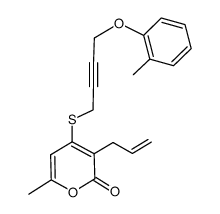 3-allyl-6-methyl-4-(4-o-tolyloxy-but-2-ynylsulfanyl)-pyran-2-one结构式