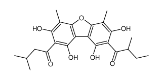 1,1'-(1,3,7,9-tetrahydroxy-4,6-dimethyldibenzofuran-2,8-diyl)-2,3'-dimethylbutan-1-one结构式