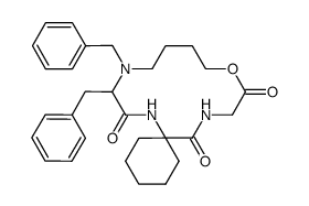 9,10-dibenzyl-15-oxa-7,10,18-triazaspiro[5.13]nonadecane-8,16,19-trione结构式