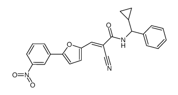 (E)-2-cyano-N-(cyclopropyl(phenyl)methyl)-3-(5-(3-nitrophenyl)furan-2-yl)acrylamide结构式