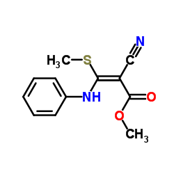 Methyl (2E)-3-anilino-2-cyano-3-(methylsulfanyl)acrylate结构式