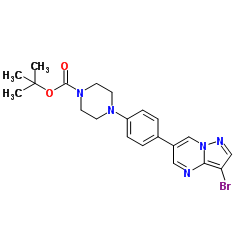 2-Methyl-2-propanyl 4-[4-(3-bromopyrazolo[1,5-a]pyrimidin-6-yl)phenyl]-1-piperazinecarboxylate结构式