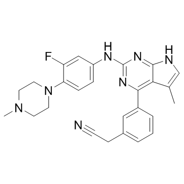 3-[2-[[3-氟-4-(4-甲基-1-哌嗪基)苯基]氨基]-5-甲基-7H-吡咯并[2,3-D]嘧啶-4-基]苯乙腈图片