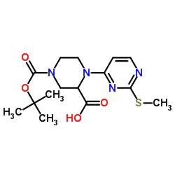 4-{[(2-Methyl-2-propanyl)oxy]carbonyl}-1-[2-(methylsulfanyl)-4-pyrimidinyl]-2-piperazinecarboxylic acid结构式