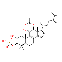 4,4,24-Trimethylcholesta-8,14,24(28)-trien-2,3,11,12-tetrol 12-acetate-3-sulfate Structure