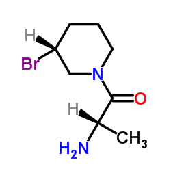(2S)-2-Amino-1-[(3R)-3-bromo-1-piperidinyl]-1-propanone结构式