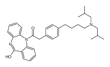 5-((4-(4-(diisobutylamino)butyl)-1-phenyl)acetyl)-10,11-dihydro-5H-dibenzo(b,e)(1,4)diazepin-11-one Structure