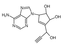 (1S,2R,5R)-5-(6-aminopurin-9-yl)-3-[(1R)-1-hydroxyprop-2-ynyl]cyclopent-3-ene-1,2-diol Structure