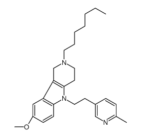 2,3,4,5-Tetrahydro-2-heptyl-8-methoxy-5-[2-(6-methyl-3-pyridyl)ethyl]-1H-pyrido[4,3-b]indole Structure