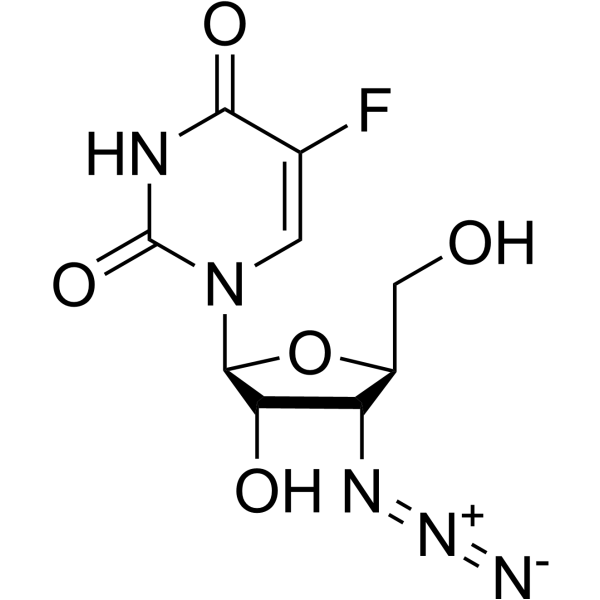 3’-Azido-3’-deoxy-5-fluoro-beta-L-uridine Structure