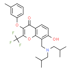 8-[(Diisobutylamino)methyl]-7-hydroxy-3-(3-methylphenoxy)-2-(trifluoromethyl)-4H-chromen-4-one结构式