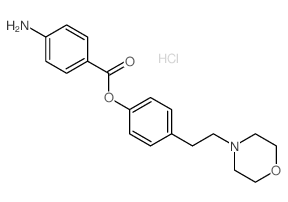 Phenol,4-[2-(4-morpholinyl)ethyl]-, 1-(4-aminobenzoate), hydrochloride (1:1) Structure
