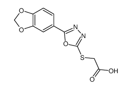 {[5-(1,3-BENZODIOXOL-5-YL)-1,3,4-OXADIAZOL-2-YL]THIO}ACETIC ACID structure