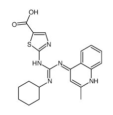 2-[[N'-cyclohexyl-N-(2-methylquinolin-4-yl)carbamimidoyl]amino]-1,3-thiazole-5-carboxylic acid Structure