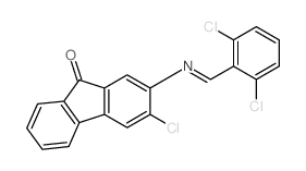 9H-Fluoren-9-one,3-chloro-2-[[(2,6-dichlorophenyl)methylene]amino]-结构式