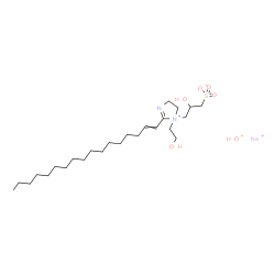 sodium 2-(heptadecenyl)-4,5-dihydro-1-(2-hydroxyethyl)-1-(2-hydroxy-3-sulphonatopropyl)-1H-imidazolium hydroxide structure