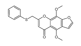 4,9-Dimethoxy-7-<(phenylthio)methyl>-5H-furo<3,2-g><1>benzopyran-5-one结构式