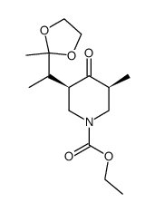 ethyl rel(3R,5S)-3-(1-(2-methyl-1,3-dioxolan-2-yl)ethyl)-5-methyl-4-oxopiperidine-1-carboxylate Structure