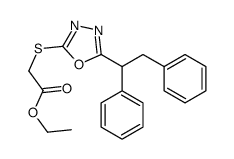 ethyl 2-[[5-(1,2-diphenylethyl)-1,3,4-oxadiazol-2-yl]sulfanyl]acetate Structure