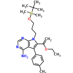 7-(3-((叔丁基二甲基硅烷基)氧基)丙基)-6-(1-乙氧基乙烯基)-5-(对-甲苯基)-7H-吡咯并[2,3-d]嘧啶-4-胺结构式