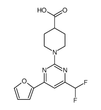 1-[4-(Difluoromethyl)-6-(2-furyl)pyrimidin-2-yl]piperidine-4-carboxylic acid Structure