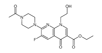 ethyl 7-(4-acetylpiperazin-1-yl)-6-fluoro-1-(2-hydroxyethyl)-4-oxo-1,4-dihydro-1,8-naphthyridine-3-carboxylate结构式