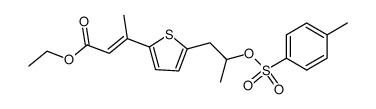 ethyl (E)-β-methyl-5-[(R,S)-2-[(p-toluenesulphonyl)oxy]propyl]-2-thiopheneacrylate结构式