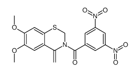 (6,7-Dimethoxy-4-methylene-4H-benzo[e][1,3]thiazin-3-yl)-(3,5-dinitro-phenyl)-methanone结构式