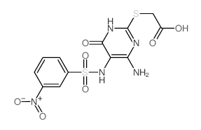 Aceticacid, 2-[[4-amino-1,6-dihydro-5-[[(3-nitrophenyl)sulfonyl]amino]-6-oxo-2-pyrimidinyl]thio]- structure